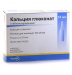 Кальция глюконат стабилизированный, р-р для в/в и в/м введ. 100 мг/мл 10 мл №10 ампулы